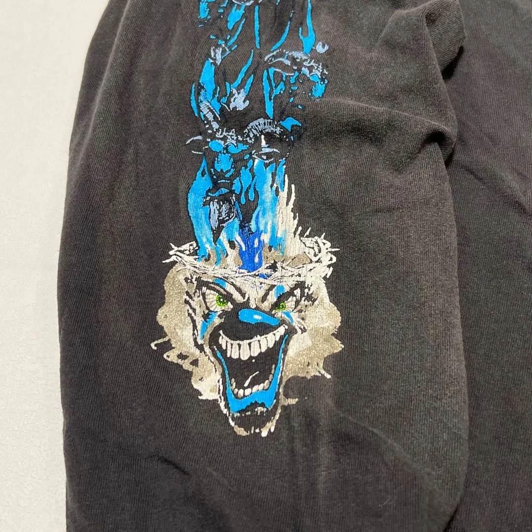 SAINT Mxxxxxx LS TEE/BTFL BASTARS/BLK flame dice distressed long sleeves, washed black S-XL, look for cylindrical fabrics without side seams, don’t buy open ones anymore, boring Assute ready-made garments dyed, all parts faded with spray paint/dirty with hand-made graffiti, collar and cuffs frayed, many hangings/original level printing restored, customized new markings/accessories complete, with little angel anti-counterfeiting label